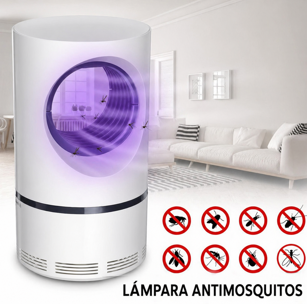 Helos™ Lámpara UV USB silenciosa – Luz para reducir insectos en interiores