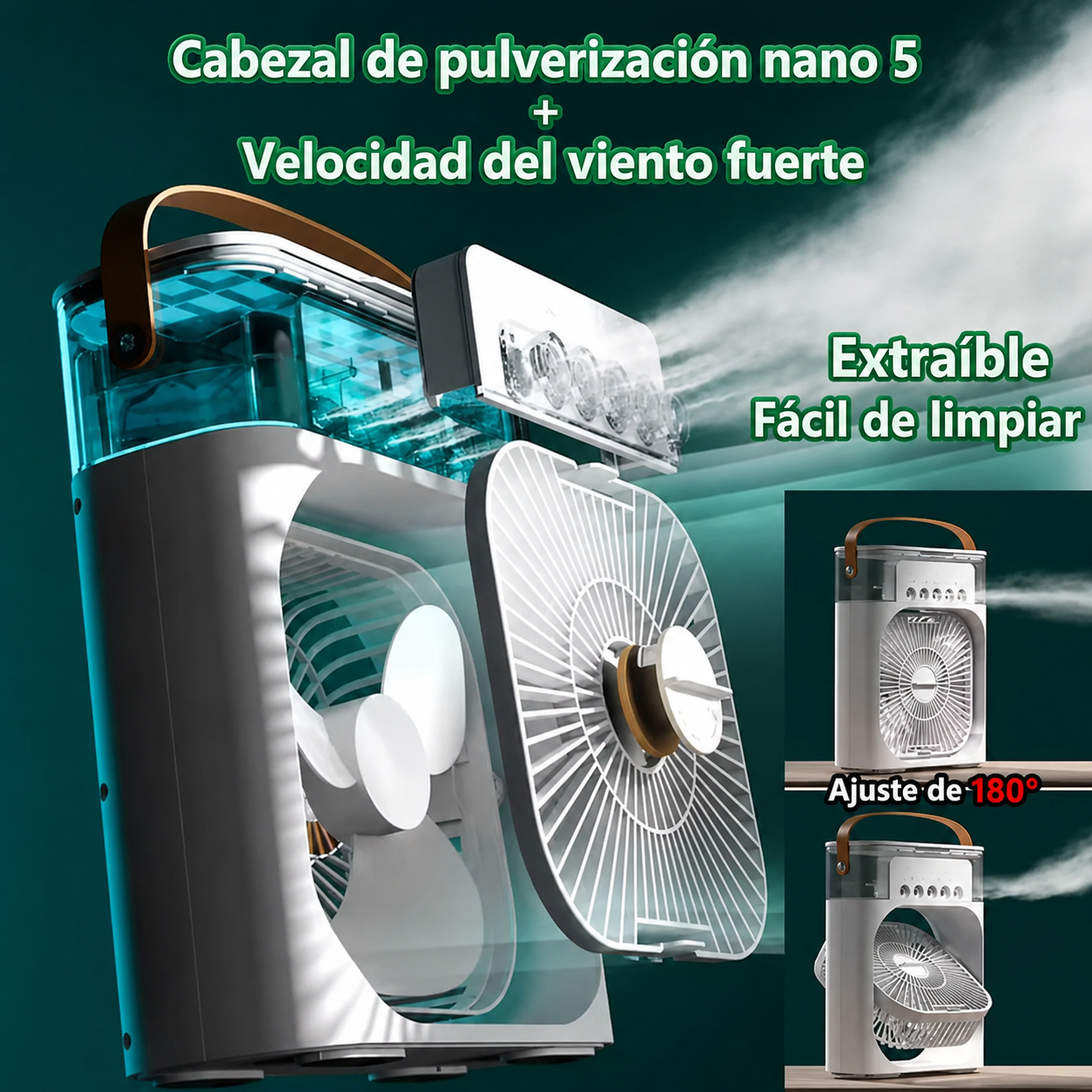 Aire acondicionado portátil 3 en 1 Enfriador evaporativo, mini ventilador con nebulizador y humidificador