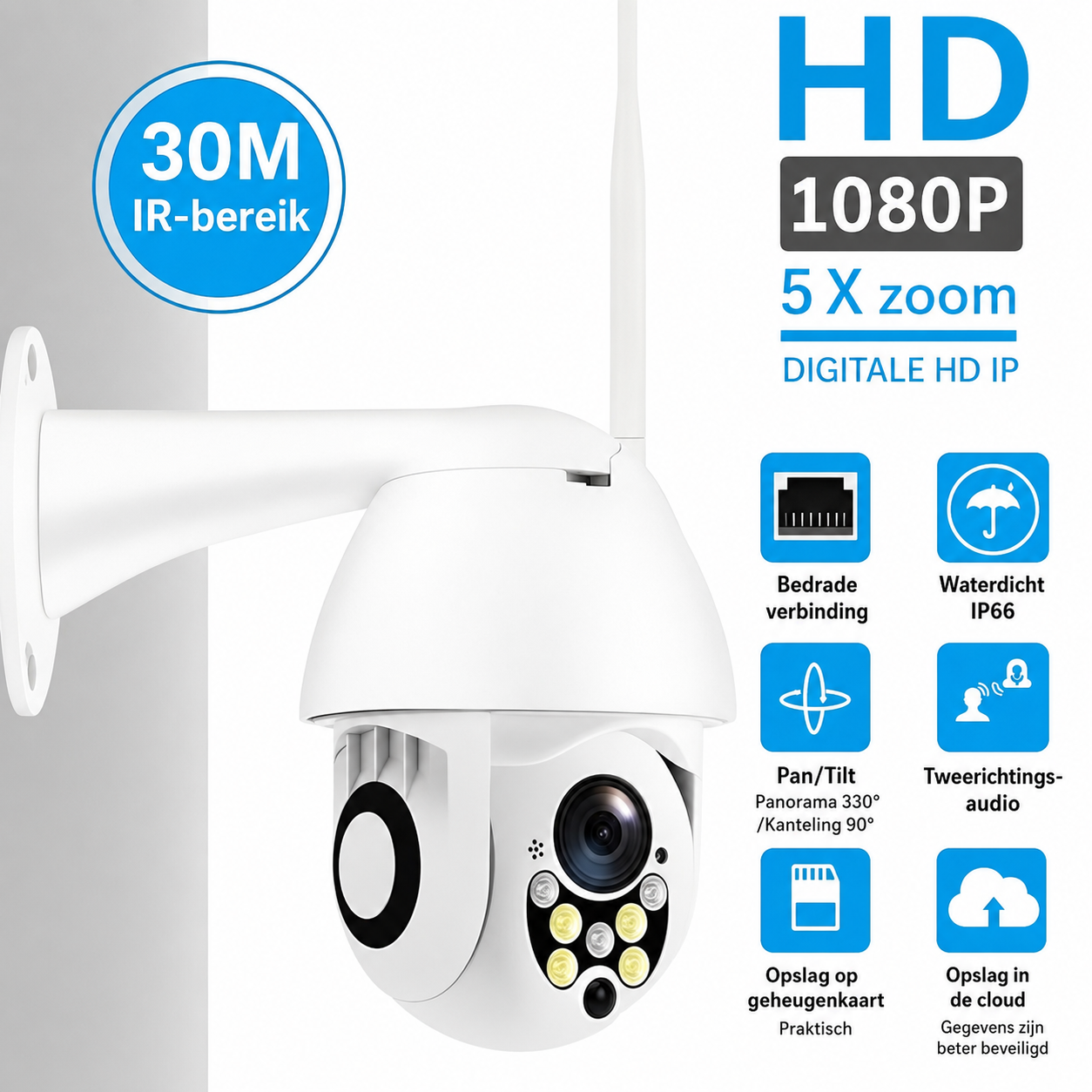 Camora™ Draadloze WiFi Beveiligingscamera voor Buiten | 1080P HD