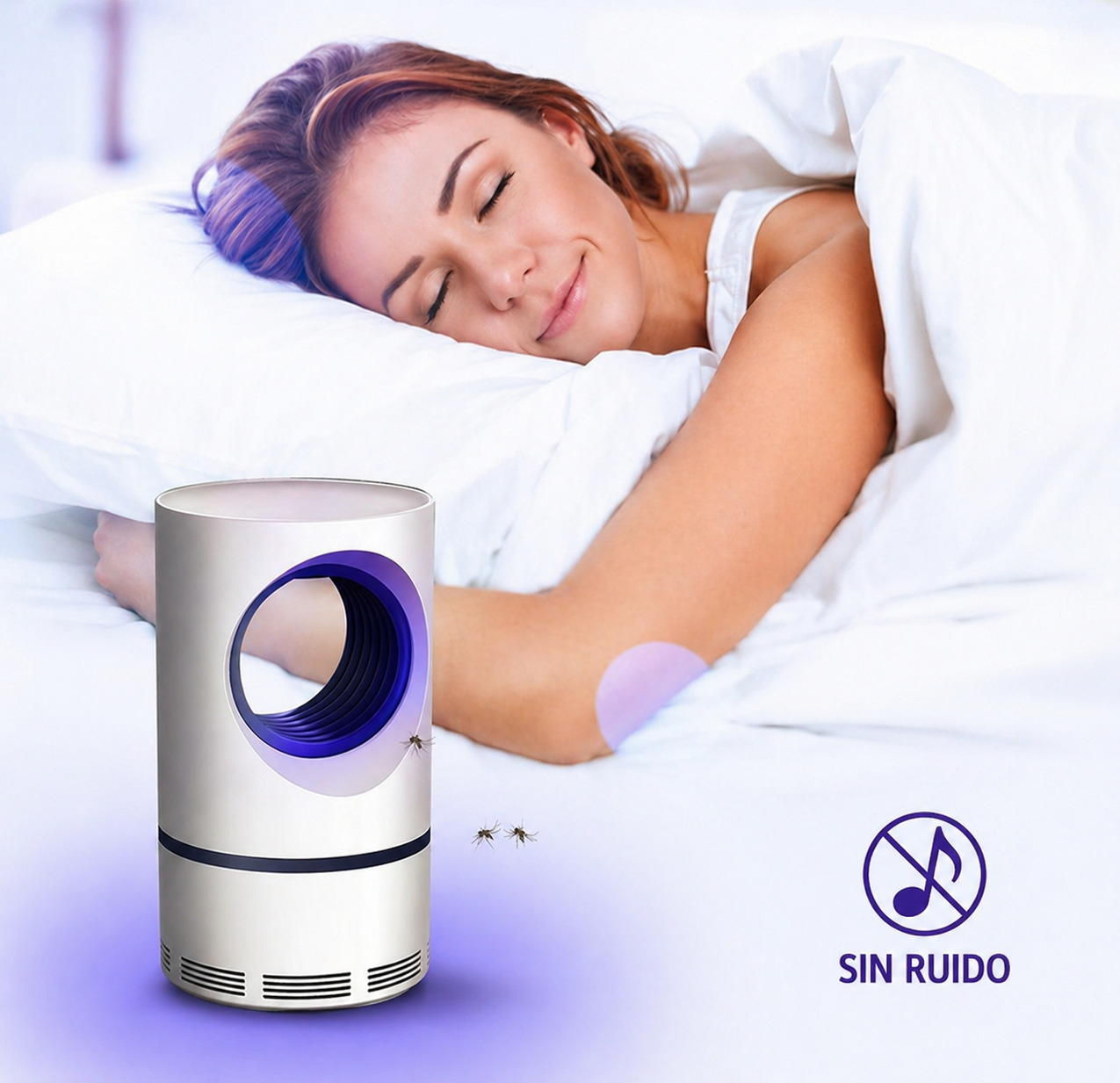 Helos™ Lámpara UV USB silenciosa – Luz para reducir insectos en interiores