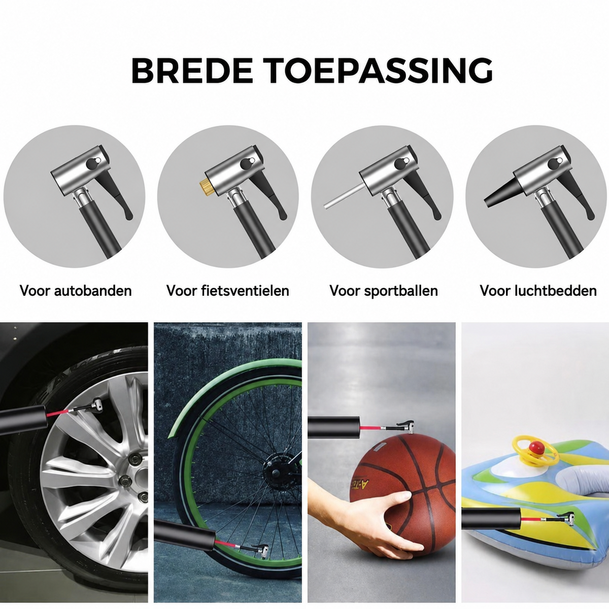 Draagbare Elektrische Fietspomp Draadloze Bandenpomp met Digitaal Display